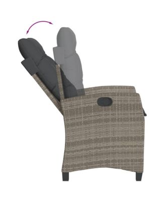 Reclining Garden Chair Set of 2 Grey PE rattan Standard