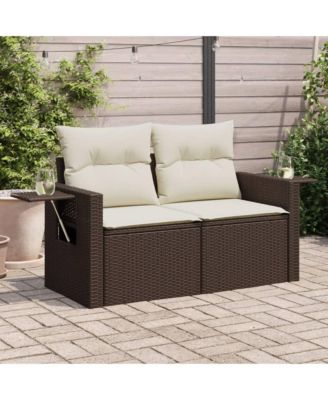 Garden Sofa Brown and cream white