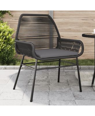 Garden Chair Black PE rattan Medium UV-resistant materials