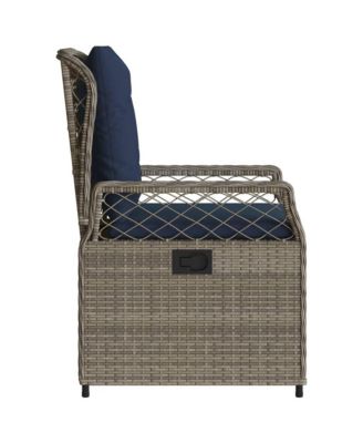 Reclining Patio Chair Gray and Navy Blue