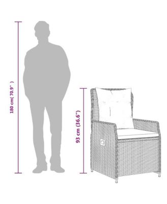 Reclining Patio Chair Gray PE rattan Standard Adjustable Feet