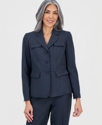 Women's Notch-Lapel Button-Front Pantsuit, Regular & Petites