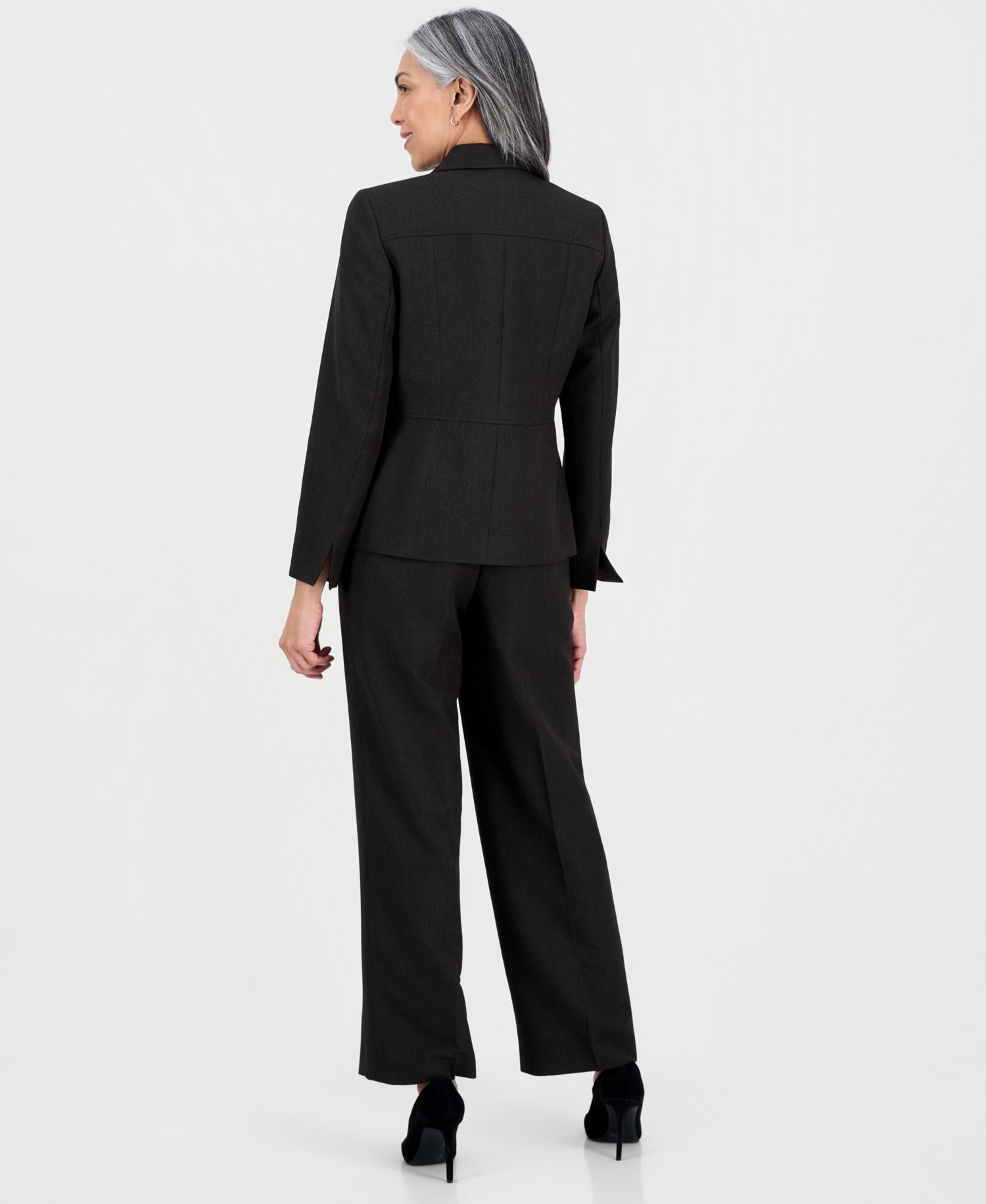 Women's Notch-Lapel Button-Front 2 Piece Pantsuit, Regular & Petites