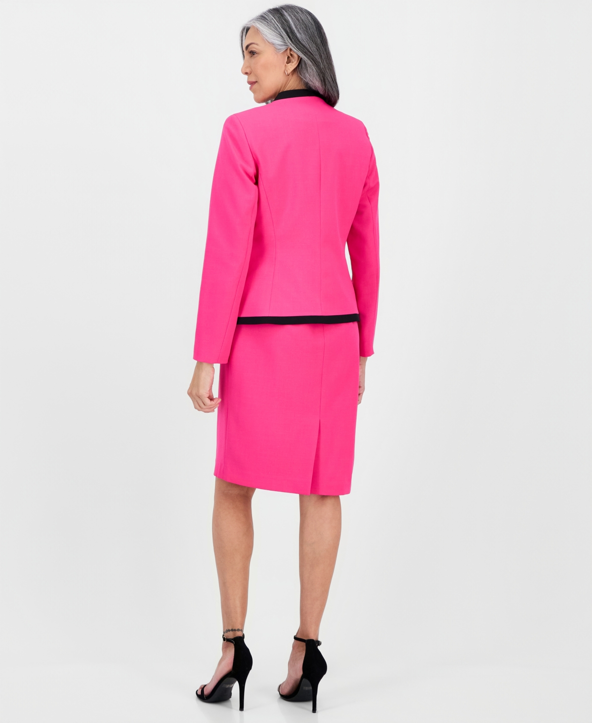Le Suit Women's Collarless Open-front Jacket & Dress Set In Pink