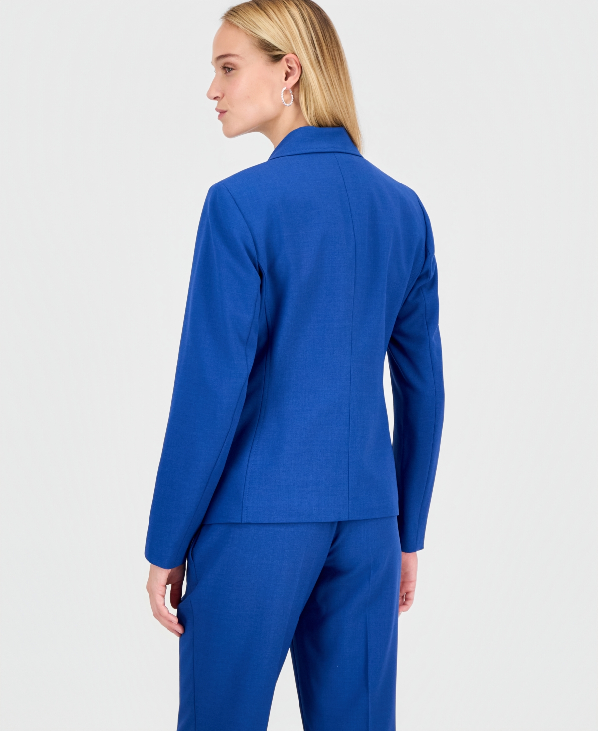 Le Suit Women's Notch-lapel Mid-rise Pantsuit In Blue