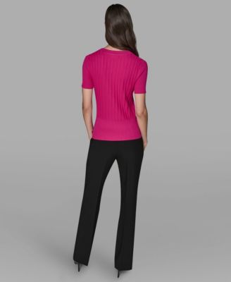 Women's Ribbed Short-Sleeve Sweater 