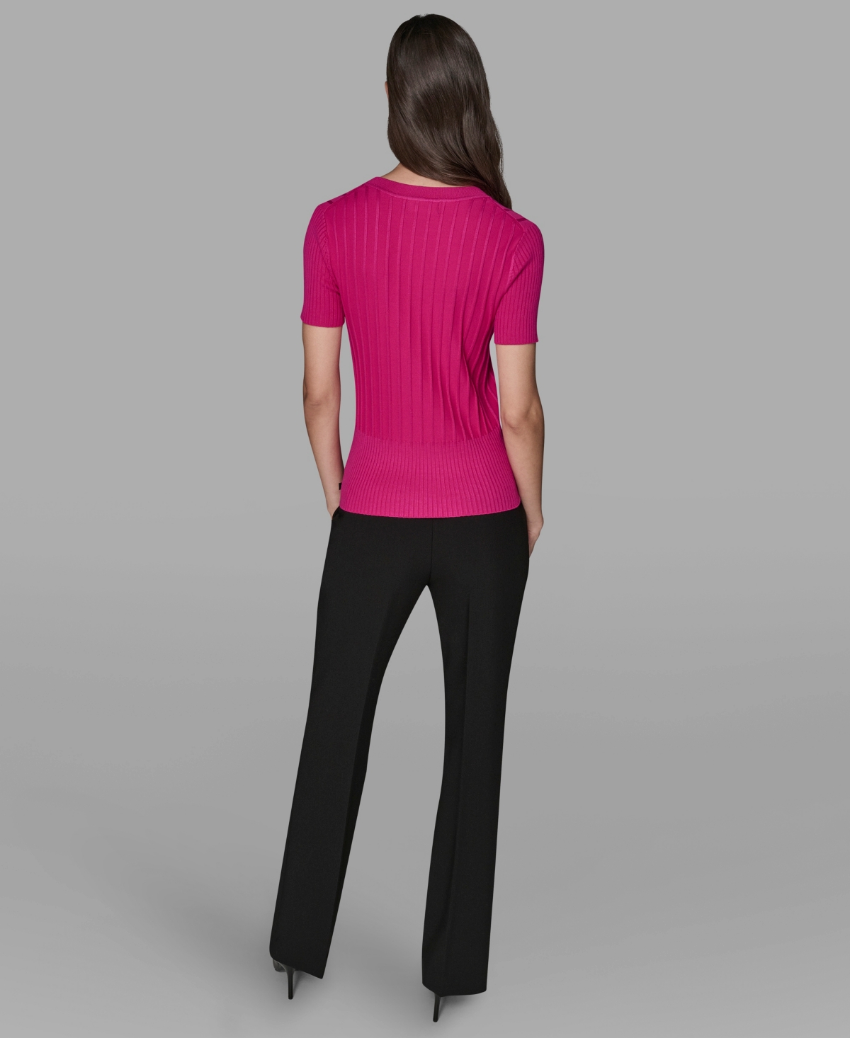 Karl Lagerfeld Women's Short Sleeve Sweater Knit Top In Pink