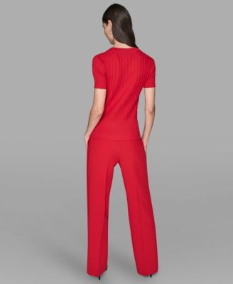 Women's Ribbed Short-Sleeve Sweater 