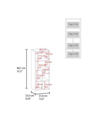 Kinta Wall Cabinet, 1 Door, 6 Shelves, White