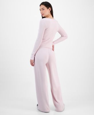 Juniors' Hacci Henley Top & Matching Pants