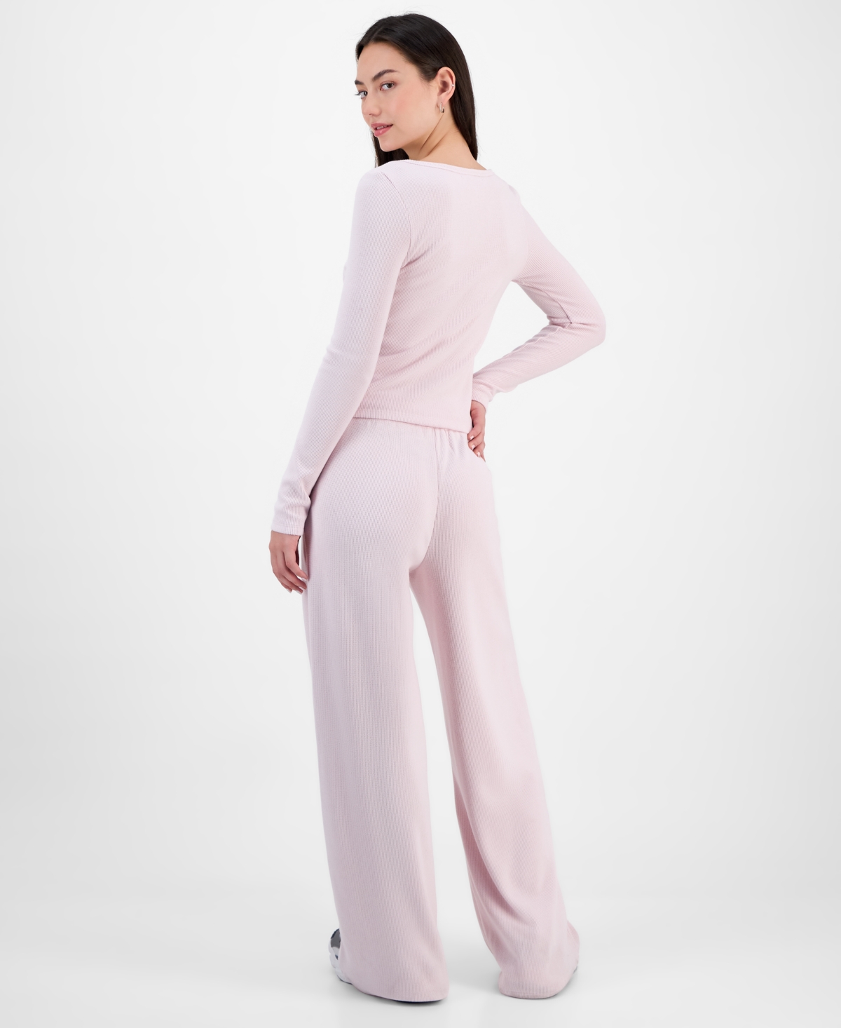 Madden Girl Juniors' Hacci-Knit Wide-Leg Sweatpants