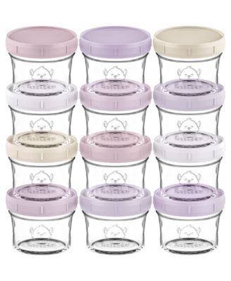 12pk Prep Baby Food Storage Containers, 4 oz Leak-Proof, BPA Free Glass Baby Food Jars for Feeding