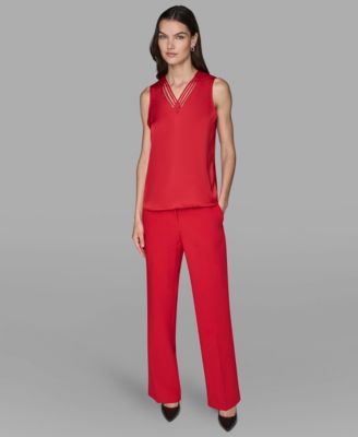 Women's Sleeveless V-Neck Blouse Top