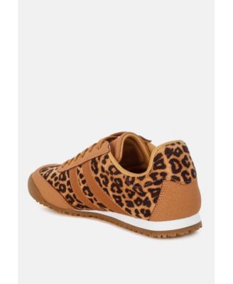 Womens Panther Leopard Print Microfiber Sneakers