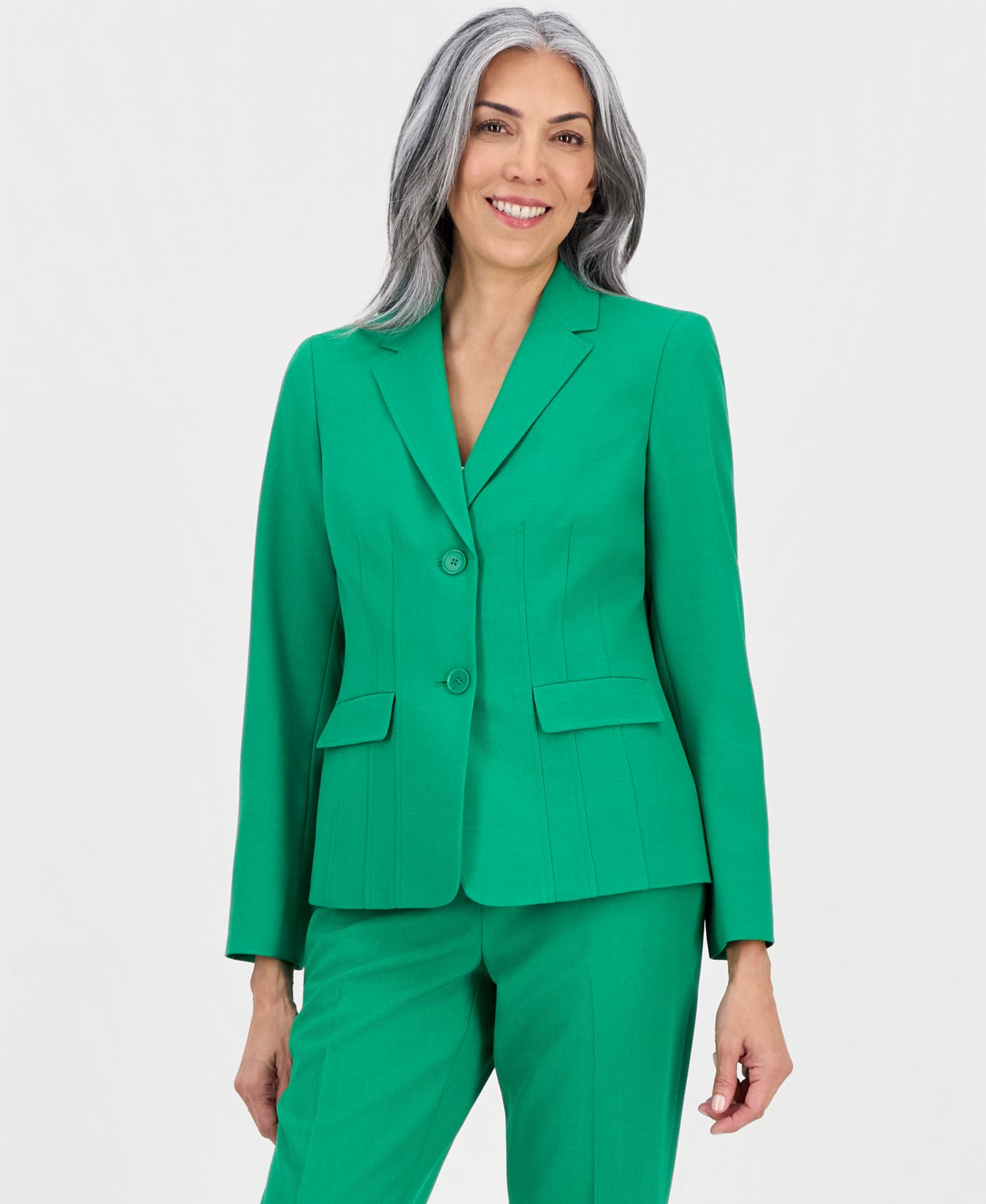 Women's Notch-Lapel Mid-Rise 2 Piece Pantsuit