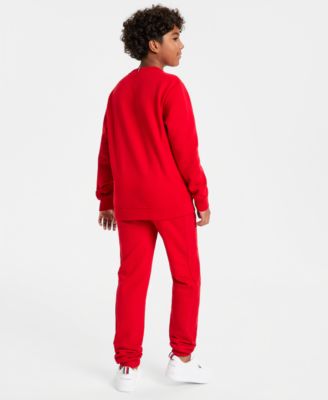 Tommy Hilfiger Big Boys Essential Soft Fleece Logo Sweatshirt Joggers In Red