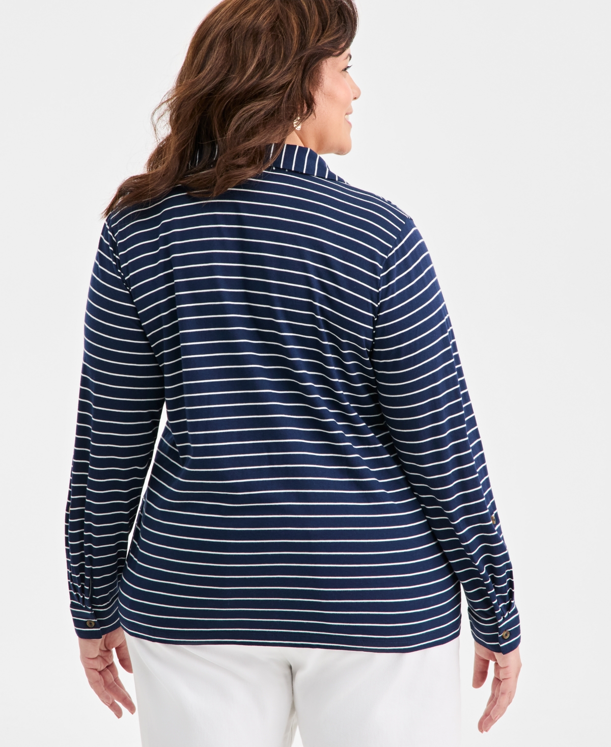 Style & Co Plus Collared V-Neck Knit Top, Macy's Exclusive