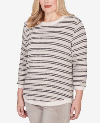 Petite Calm Luxe Eyelash Striped Knit Top