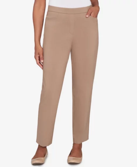 Petite Vienna Smooth Front Easy Fit Average Length Pants - Mocha Heather