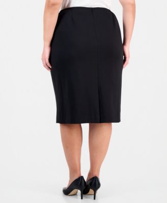 Plus Size Square-Neck Button-Front Skirt Suit 