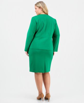 Plus Size Zip-Front Ponte Jacket & Slim-Fit Skirt 