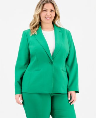 Plus Size Notch-Lapel Mid-Rise Pantsuit 