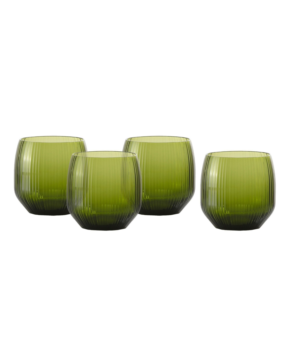 Fortessa Estiva Textured Double Old-fashioned Glasses, Set Of 4 In Green