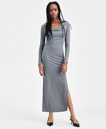 Women's Cowlneck Long-Sleeve Maxi Dress