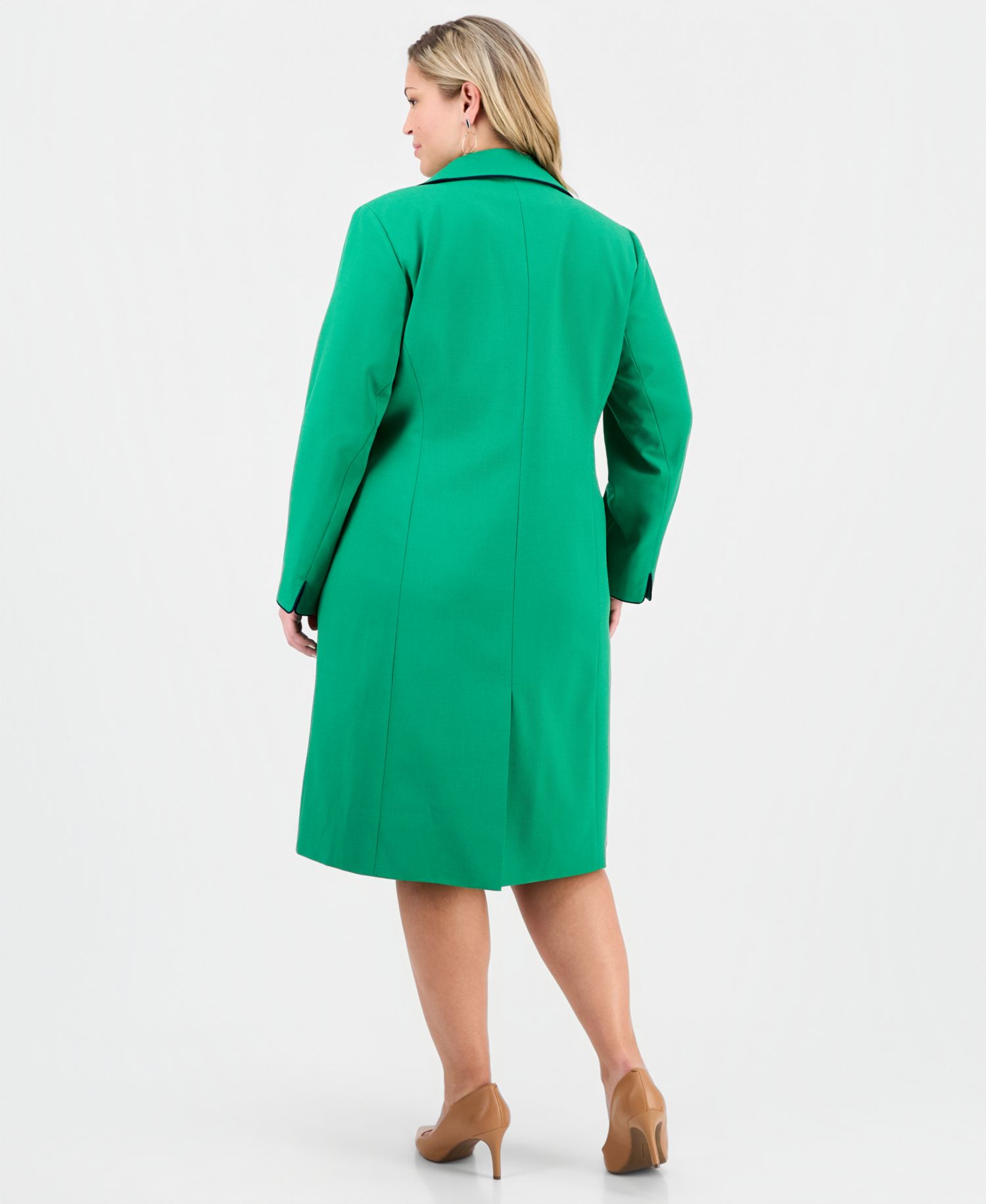 Plus Size Open-Front Jacket & Round-Neck Sheath 2 Piece Dress Suit