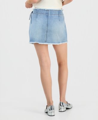 Juniors' Embellished Denim Wrap Skirt