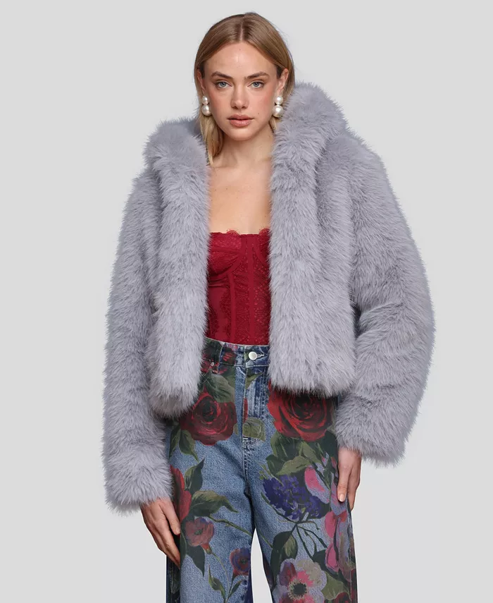 Women's Faux Fur Long Sleeve Jacket - thumbnail 8