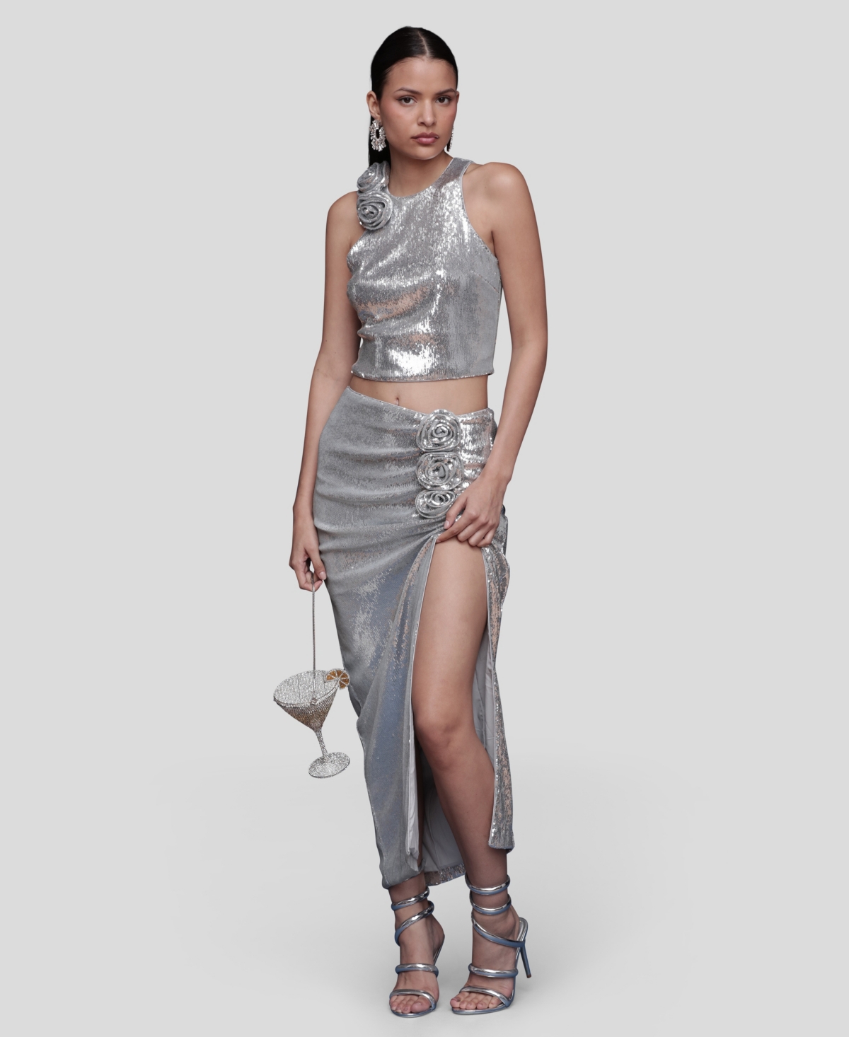 Avec Les Filles Women's Asymmetrical Ruched Midi Skirt In Gray