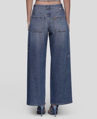 Women's Bejeweled Wide Leg Jeans