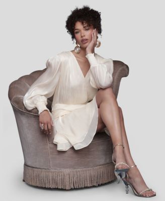 Women's Billowy Bodice Long Sleeve Mini Dress