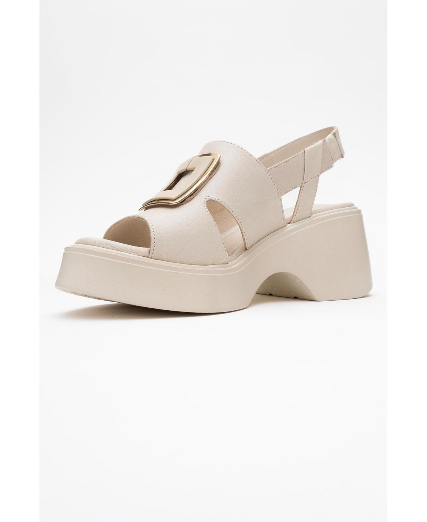 Женские сандалии Forever & Always Shoes Lucia Leather Buckle Platform Sandal (Women), цвет: Бежевый кожаный — фото 4