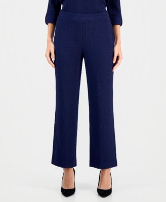 Petite Ridge Knit Pull-On Wide-Leg Pants