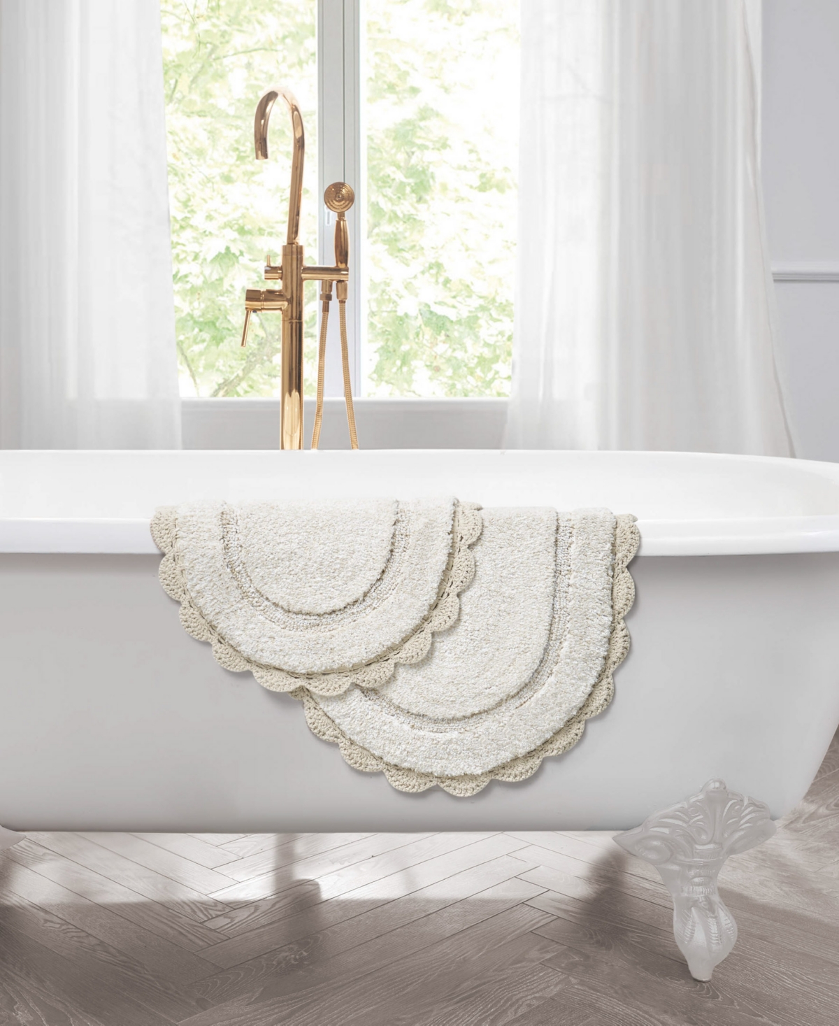 Laura Ashley Crochet Cotton Bath Rug Set