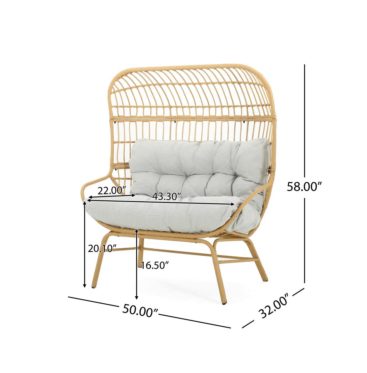 Chic Crate - Modern Light Brown Palos Outdoor Wicker Loveseat featuring Ergonomic Design for Ultimate Comfort