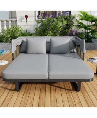 Outdoor Rattan Daybed - Patio Furniture - Grey
