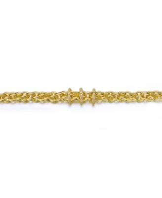 14k Gold Plated with Cubic Zirconia Triple Circle Round Woven Braided Link Chain Bracelet