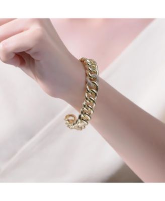 Stylish 14K Gold Plated Chain Cuff Bracelet