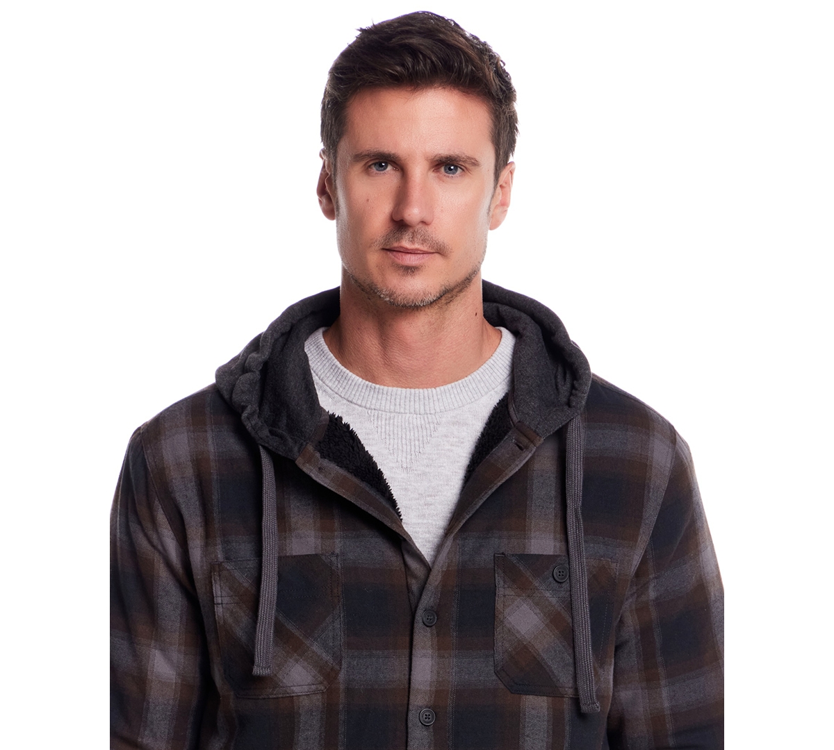 Weatherproof Vintage Men's Plaid Hooded Shirt Jacket In Black