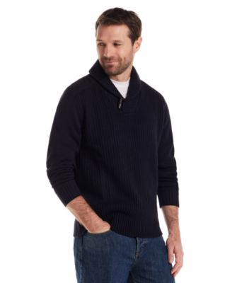 Men's Textured Fisherman Shawl Collar Sweater