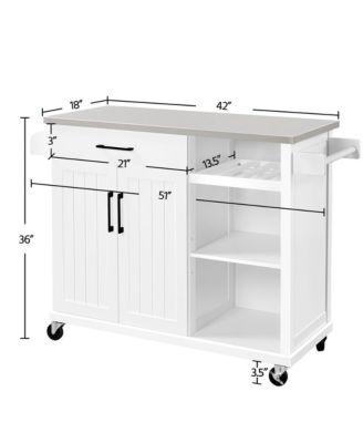 36" Stainless Steel Top Kitchen Island Cart with Storage
