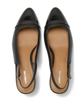 Women's Leather Slingback Cap Toe Kitten Heels