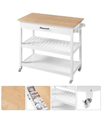 36” H 3-Layer Rolling Kitchen Island Cart on Wheels White