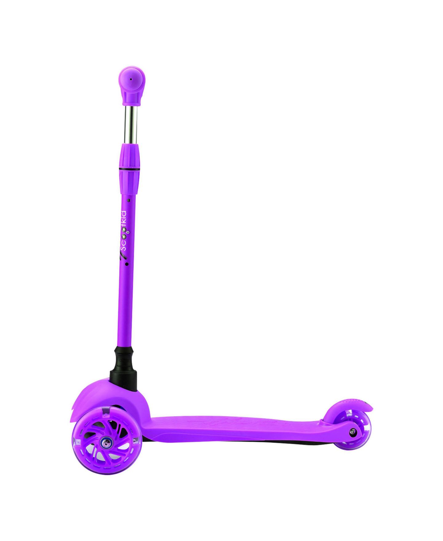 Детская игрушка Hurtle Mini Kickboard Scooter with Adjustable Handlebar & LED Light-Up Wheels, Ages 3+, цвет: Фиолетовый — фото 2