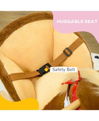 Baby Rocking Horse, Plush Animal Rocker w/ Realistic Sound, Pedals