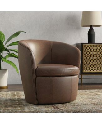 Vintage 100% Italian Leather Swivel Club Chair