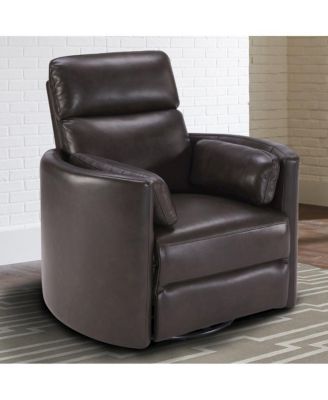 Single Piece Top Grain Leather Powered By Freemotion Cordless Power Swivel Glider Recliner